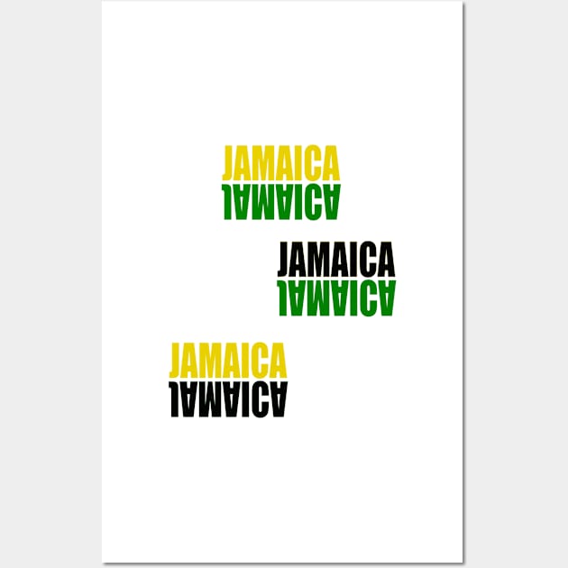 Jamaica mirrored pattern in the colors colours of the Jamaican flag black green and gold white background Wall Art by Artonmytee